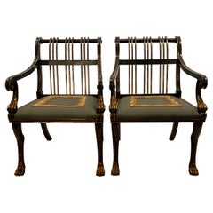 Pair Early 20th Century "Neo-Classic" Arm Chairs, Exceptional Large Size