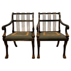 Antique Pair Early 20th Century "Neo-Classic" Arm Chairs, Exceptional Large Size