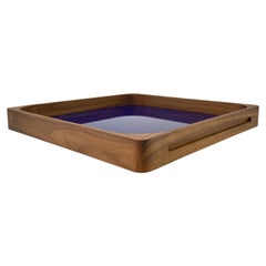 Medium Blue Walnut Square Tray, in Stock