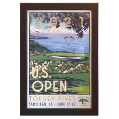 Vintage 2021 U.S. Open Golf Poster Torrey Pines by Lee Wybranski