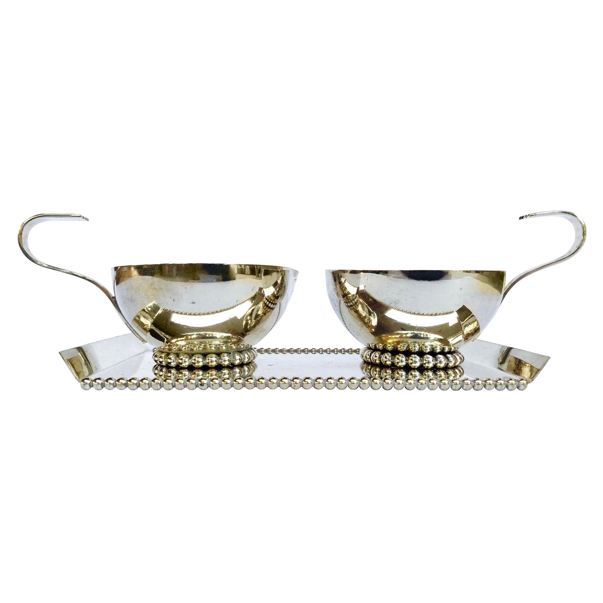 Vintage-Zucker- und Milchkännchen-Servierset aus versilbertem Metall, Italien, ca. 1970er Jahre