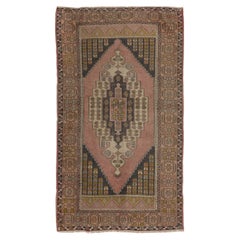 4,5x7.4 Ft Traditioneller handgeknüpfter türkischer Vintage-Teppich im Stammesstil
