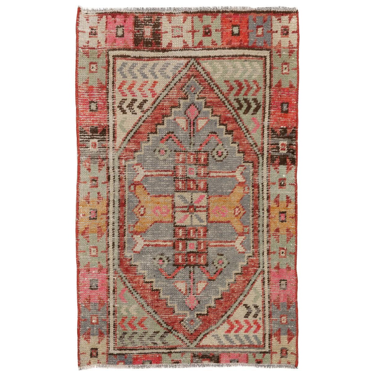 2.6x5.9 Ft One of a Kind Vintage Turkish Village Rug, One of a Pair