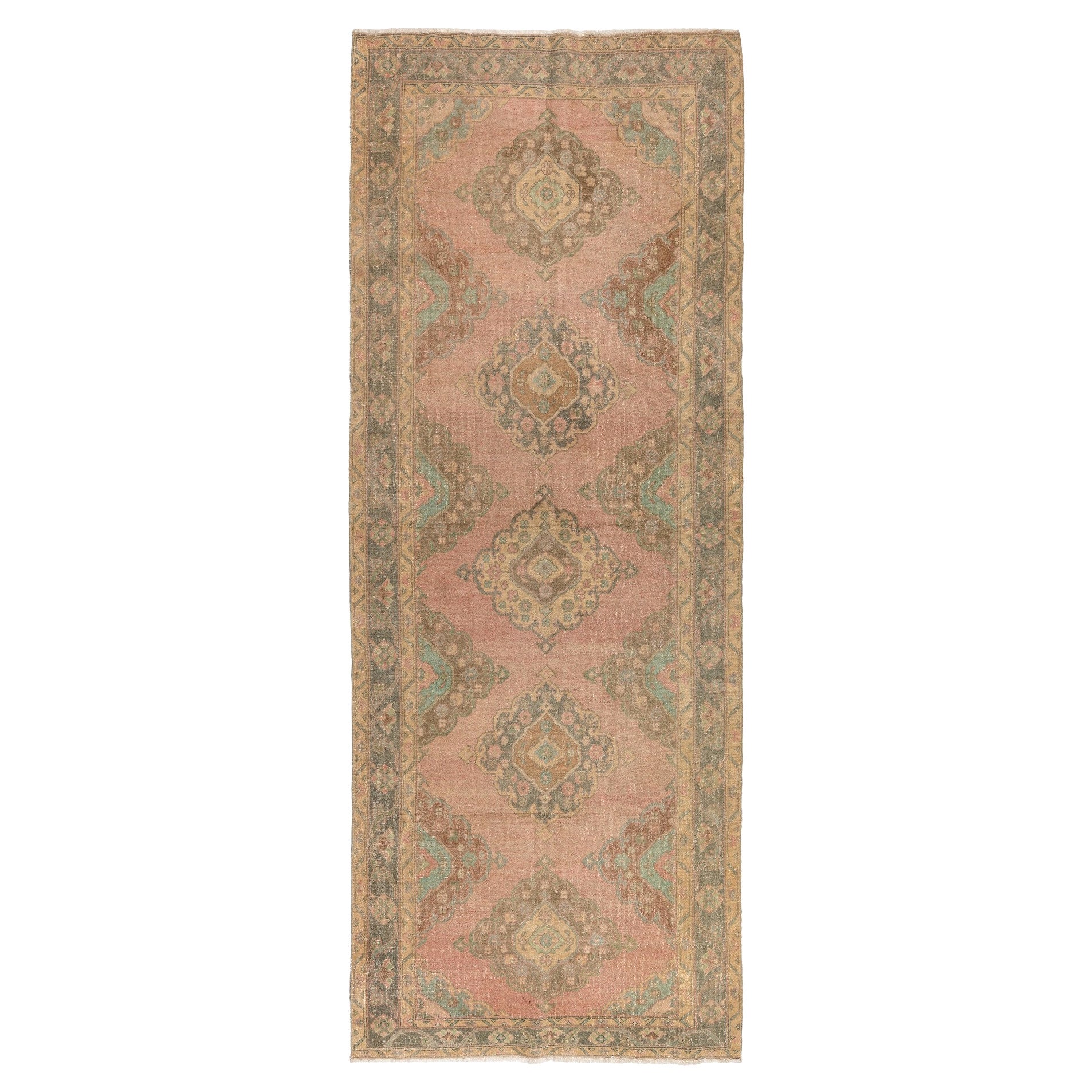 3.2x12.2 Ft Handmade Vintage Turkish Village Wool Runner Rug for Hallway Decor