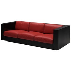 Vignelli Saratoga Large Black Sofa in Red Leather 