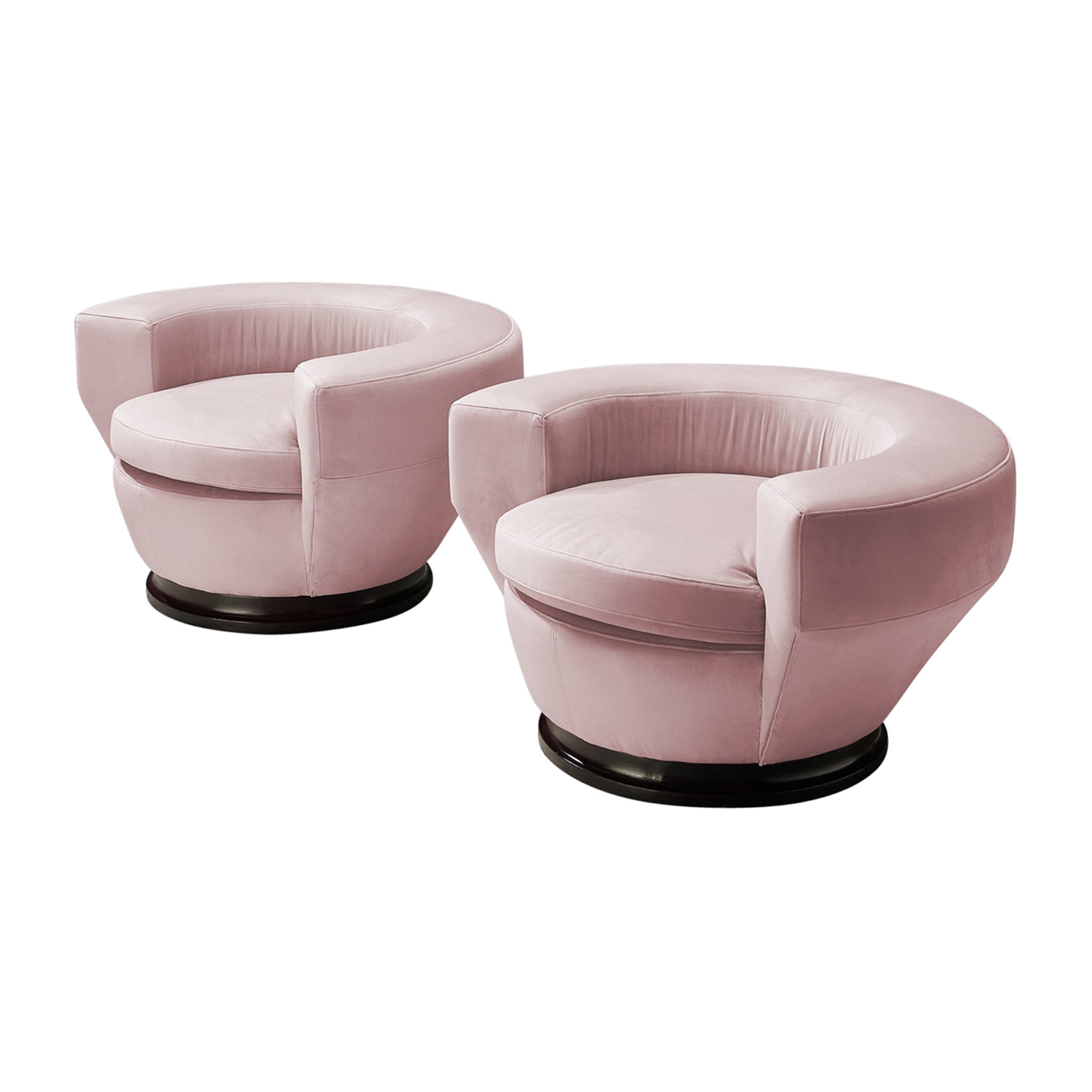 Italian Pair of Armchairs in Pink Ultra-Suede