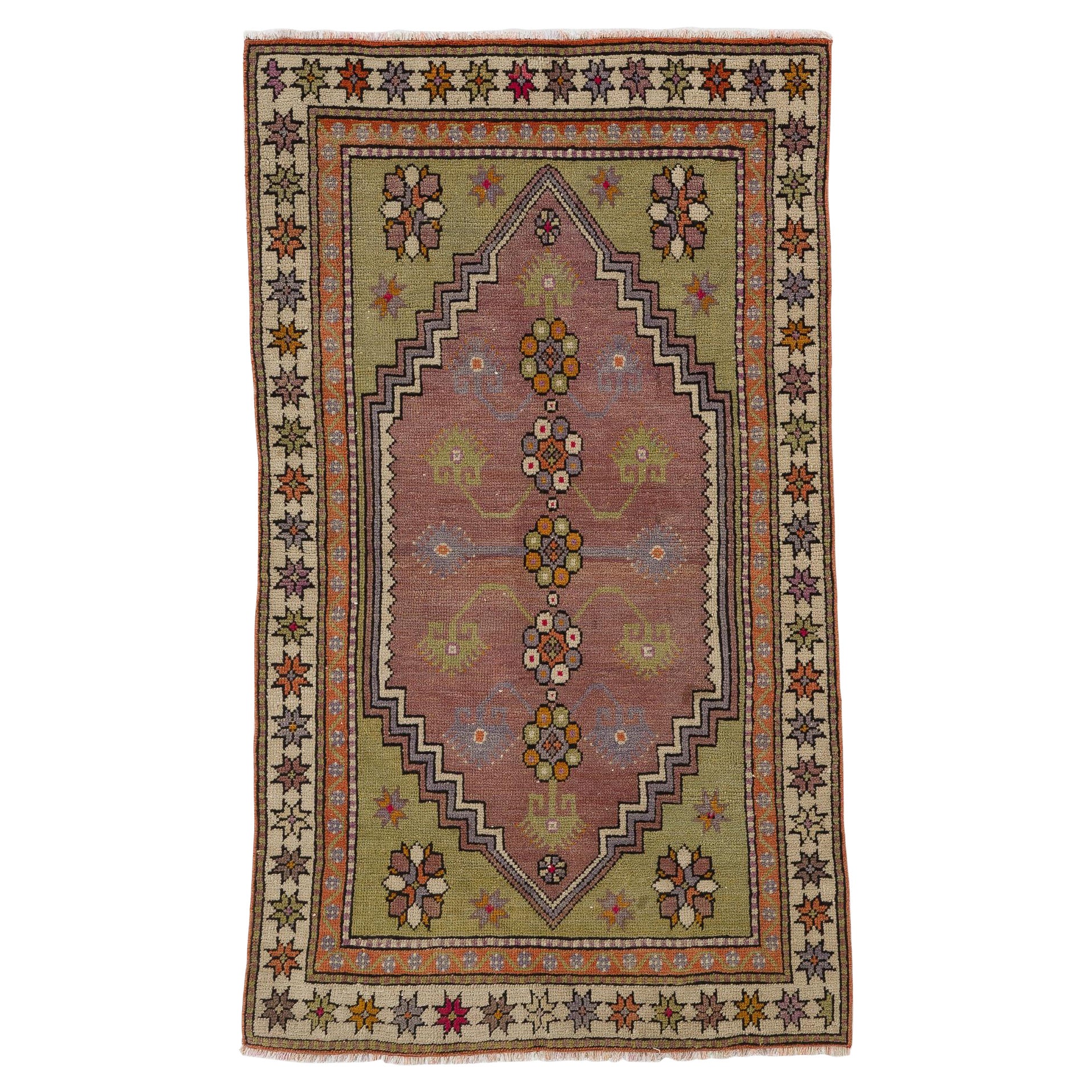 2.7x4.8 Ft Vintage Turkish Dazkiri Village Rug, One of a Kind Oriental Carpet For Sale