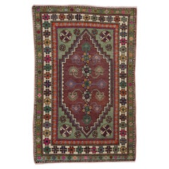 4.3x5.3 Ft Traditional Hand-Knotted Retro Anatolian Rug, Woolen Floor Covering