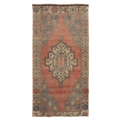 3.2x6 Ft Vintage Tribal throw Rug. Soft Wool and Natural Colors. Turkish Carpet