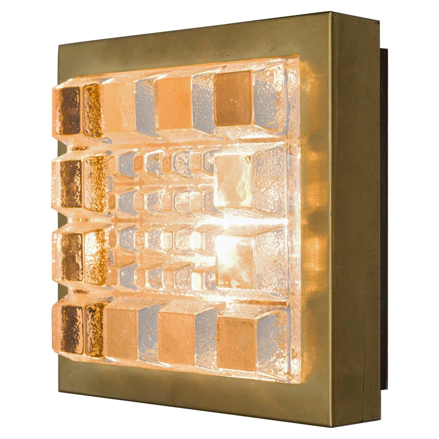 Geometric Wall Lights in Brass and Glass For Sale at 1stDibs