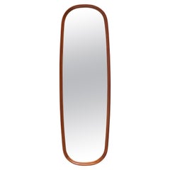 Mid-Century Teak Framed Oval Ellipse Wall Mirror, Denmark