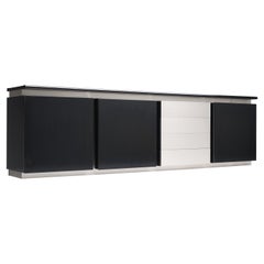 Ludovico Acerbis Sideboard aus schwarz lackierter Esche und gebürstetem Aluminium