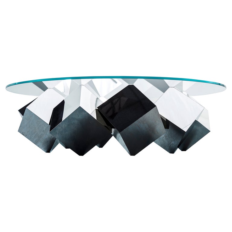 Magic Mirror Coffee Table by Duffy London in Mirror-Polished Stainless Steel. For Sale