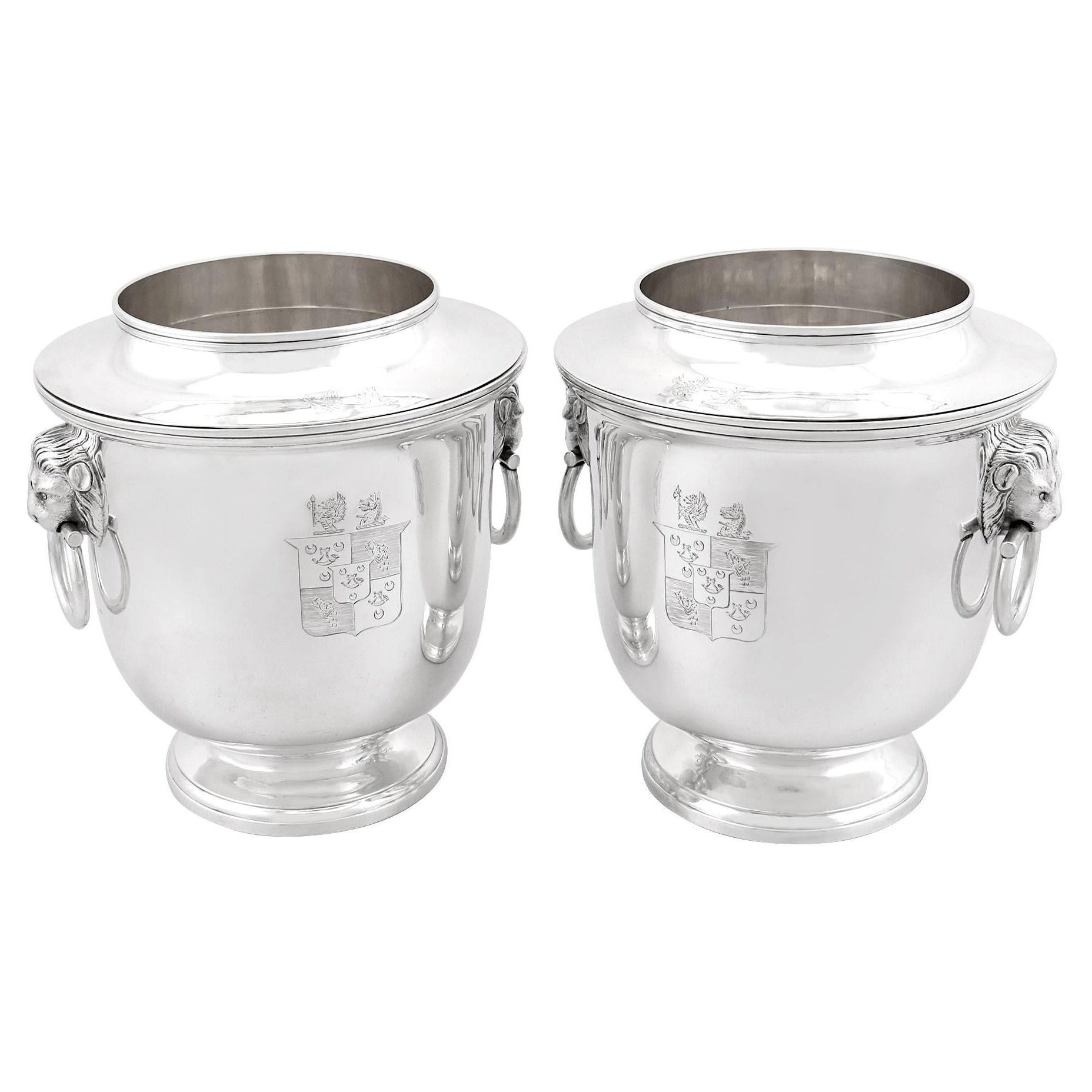 Antique George III Sterling Silver Wine Coolers For Sale