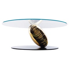 Glass Coffee Table with Gold Balloon