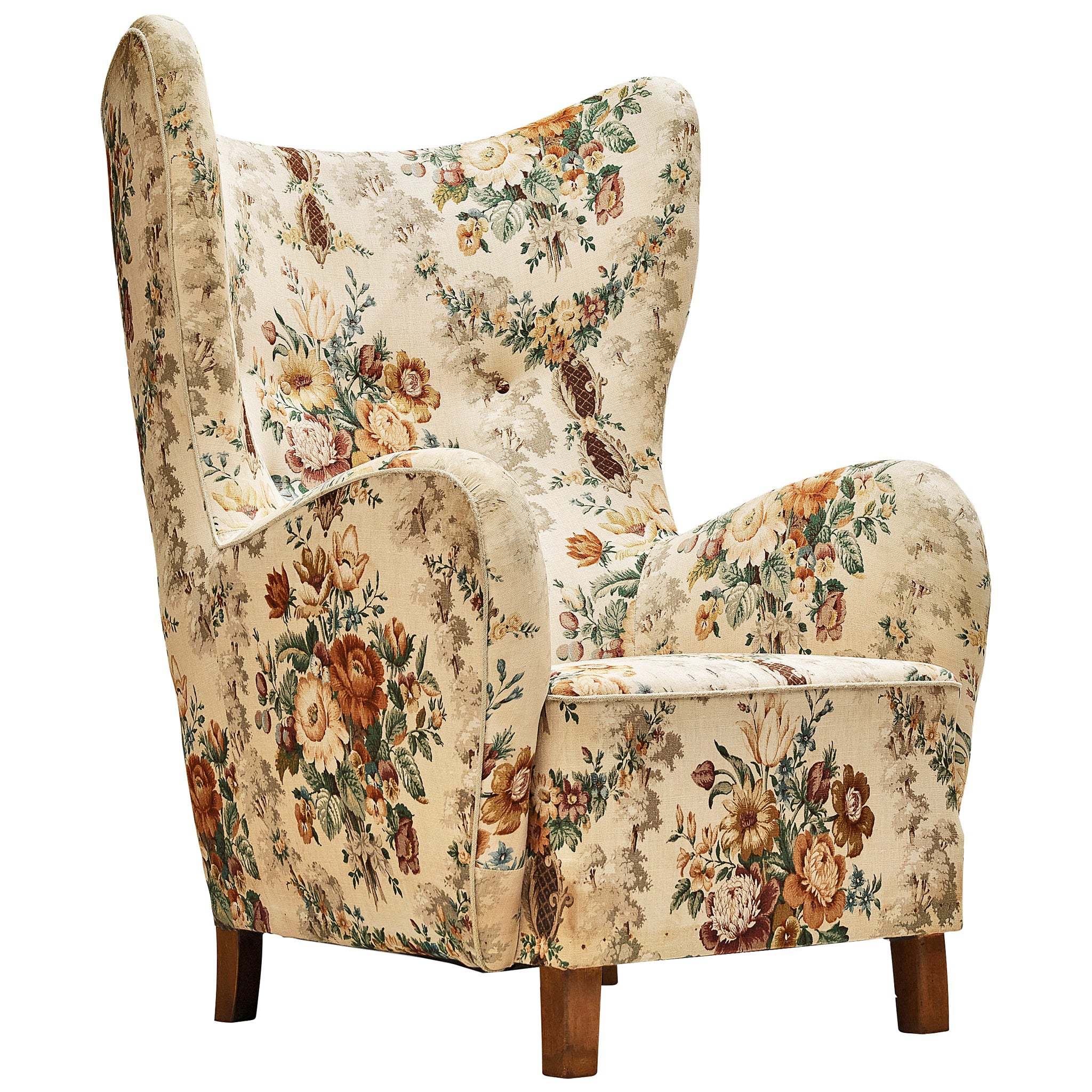 Fritz Hansen Lounge Chair in Flower Upholstery