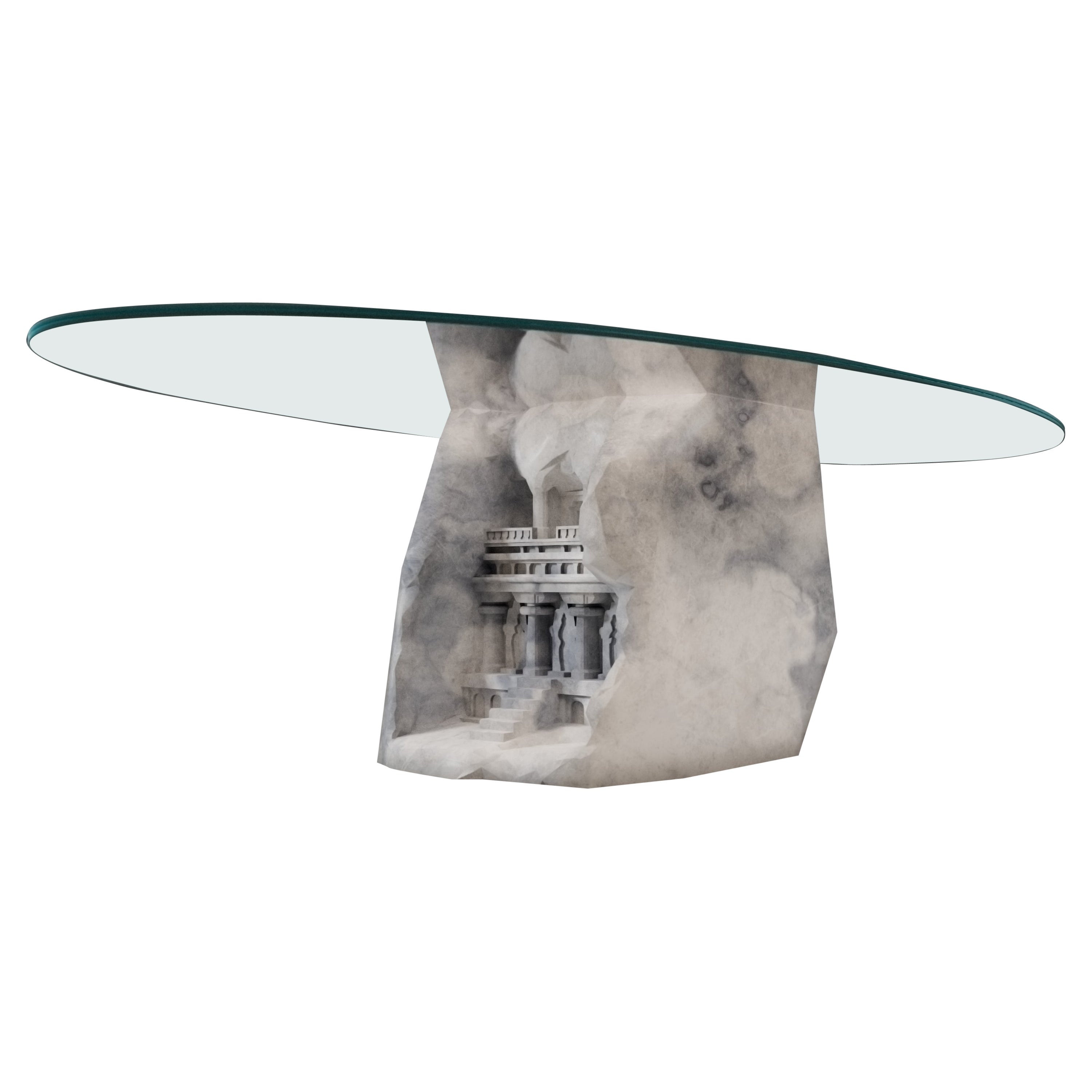 Dining Table with White Marble Base For Sale