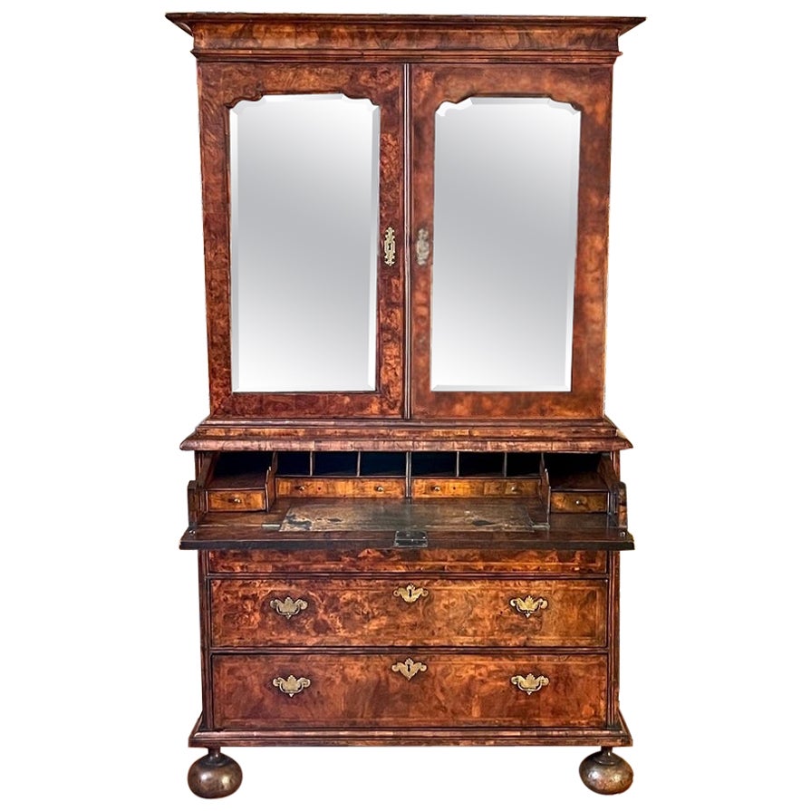A Fine Old & Ody George I Burr Walnut Secretaire Cabinet