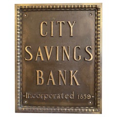 City Savings Bank Bronze Plaque signed Tiffany Studios from 1913