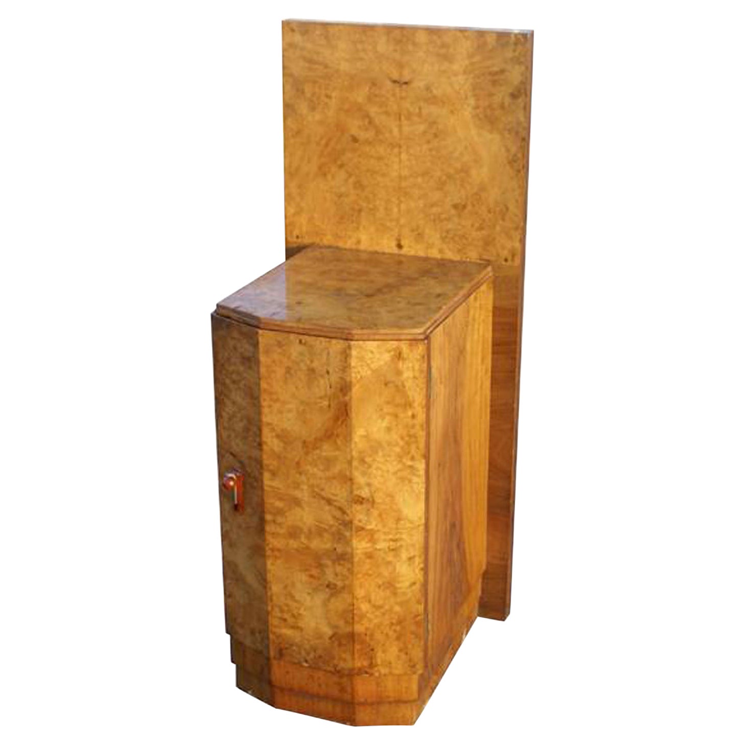 Art Deco Style Maple Burl Night Stand Cabinet