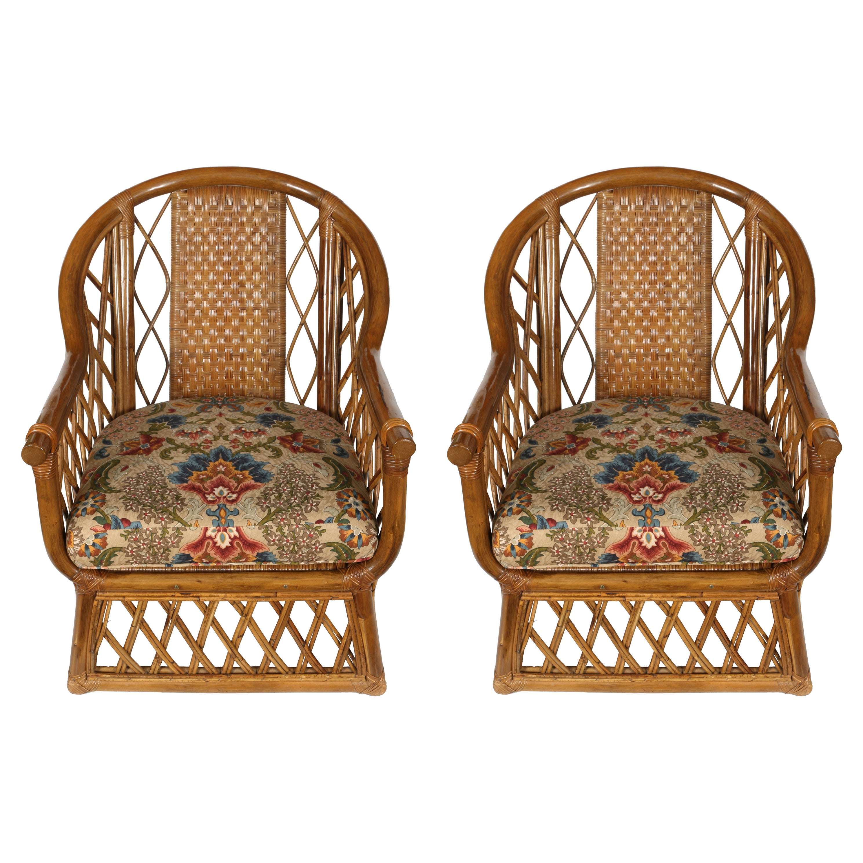 Pair of Rattan Club Chairs
