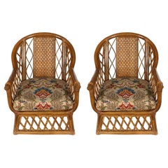 Pair of Rattan Club Chairs