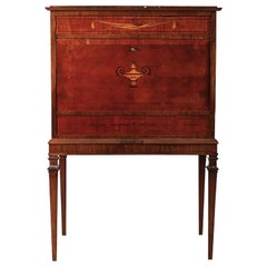 Early 20th Century Secretary with Drawers and Marquetry and Brass Details