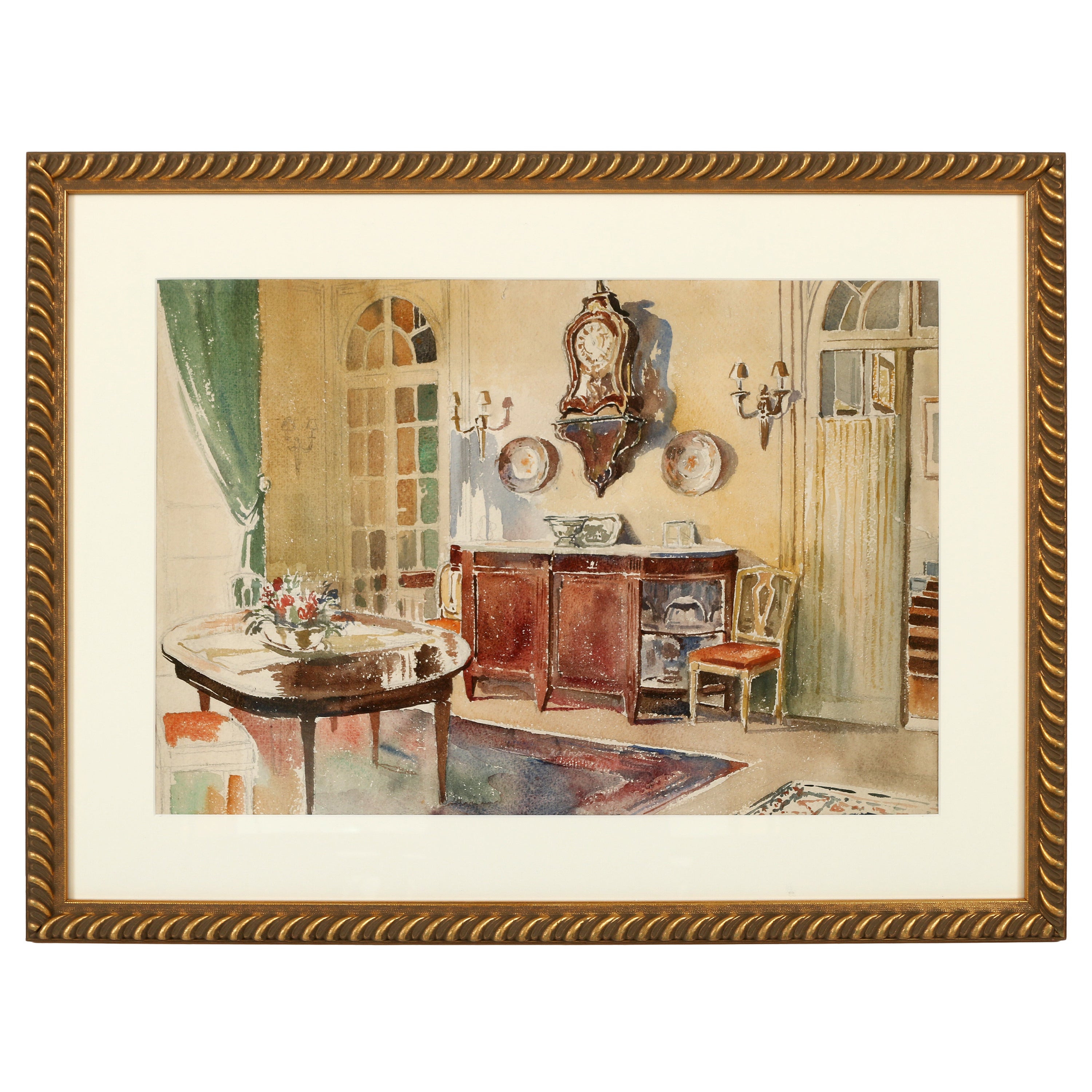 Watercolor Interior Painting For Sale