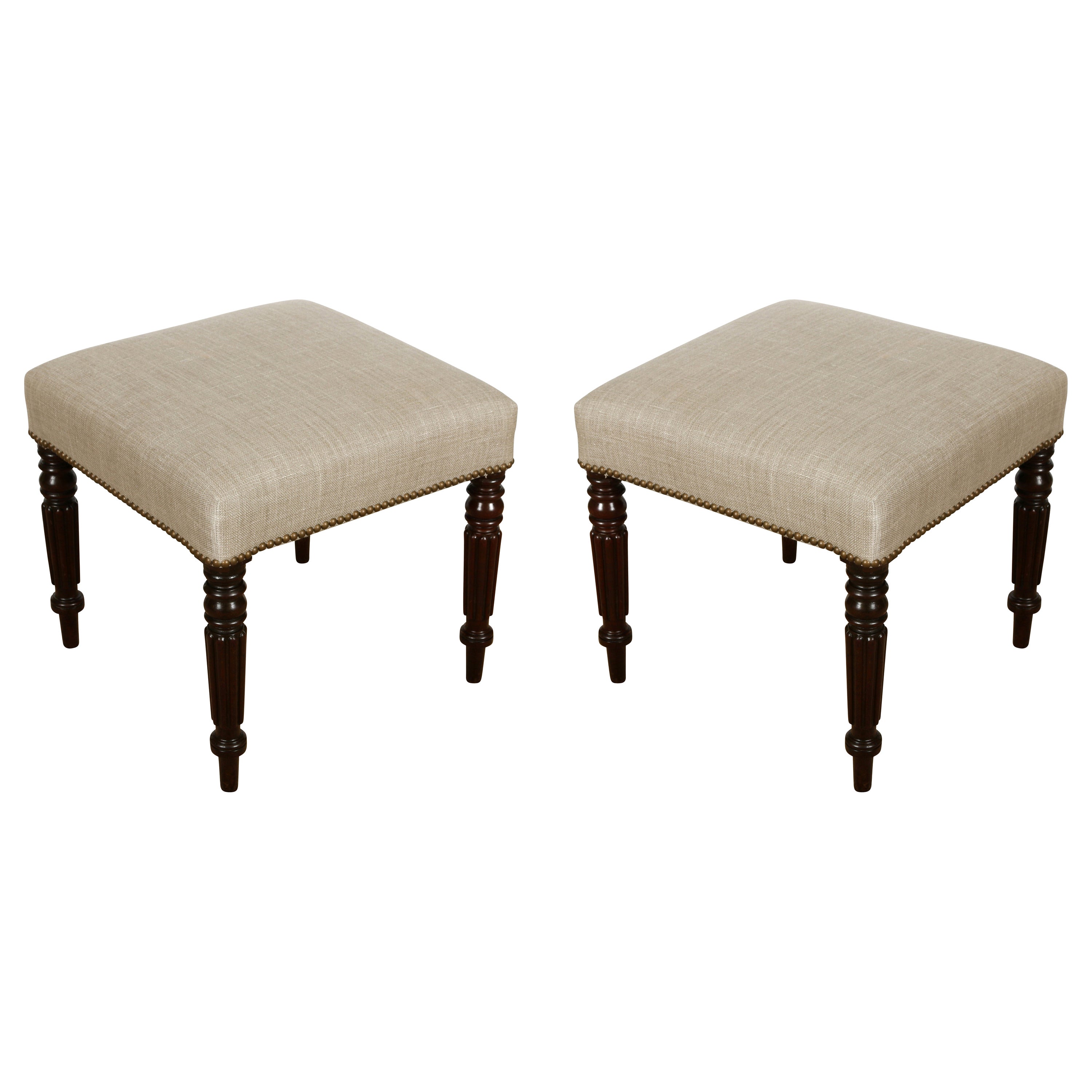 Pair of English Upholstered Stools