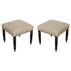 Pair of English Upholstered Stools
