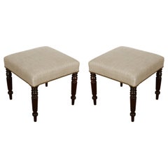 Pair of English Upholstered Stools