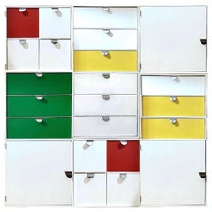 Vintage Palaset Palanox Modular Storage Box Set of 9:: Red:: Green:: Finland:: 1972