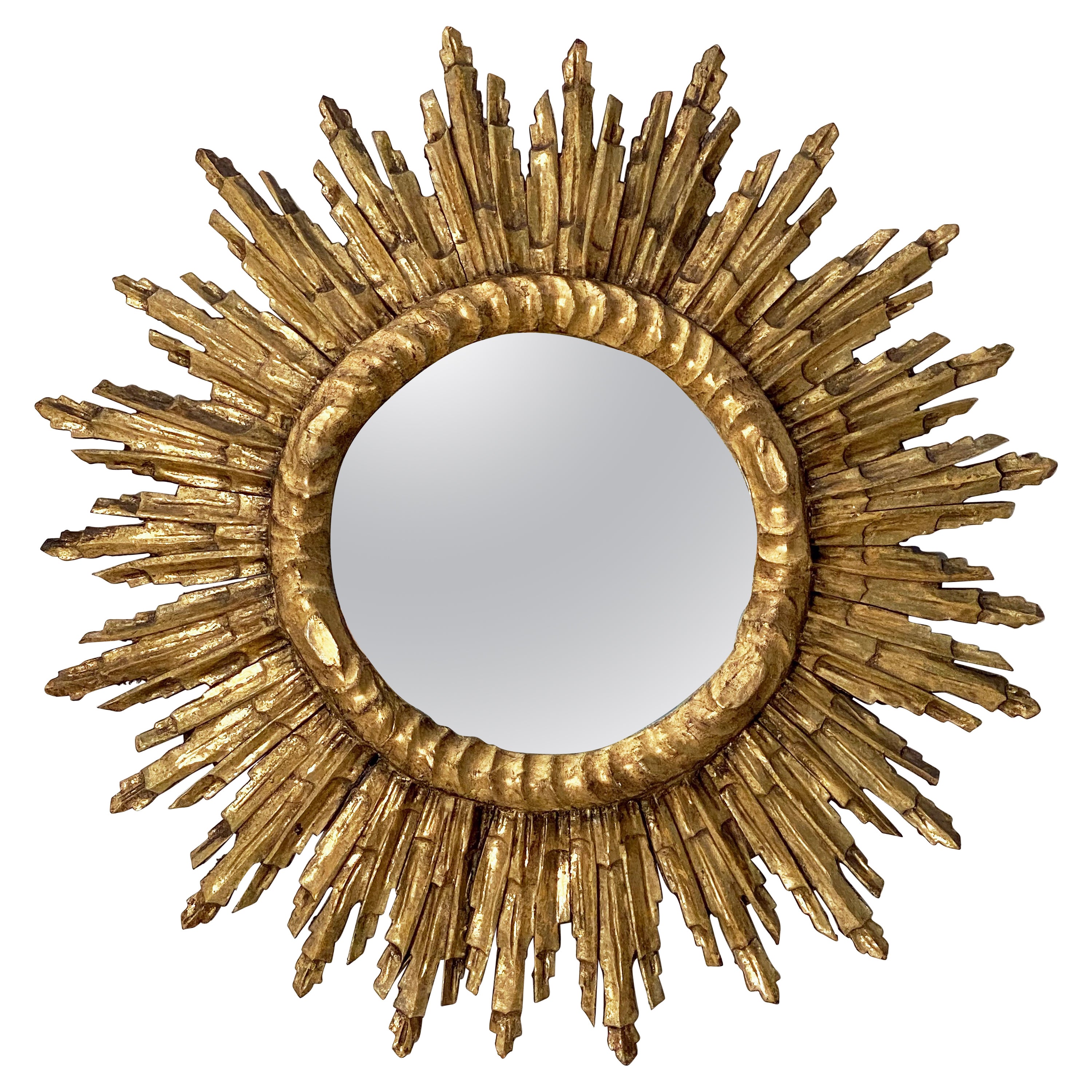 French Gilt Sunburst or Starburst Mirror (Diameter 27 1/2)