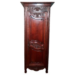Antique French Provincial Hand-Carved Walnut "Bonnetiere" Cabinet, circa 1880's