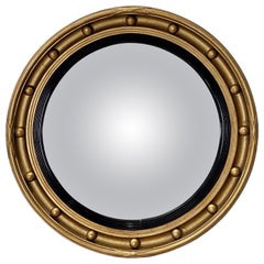 English Round Gilt Framed Convex Mirror (Diameter 18 3/8)