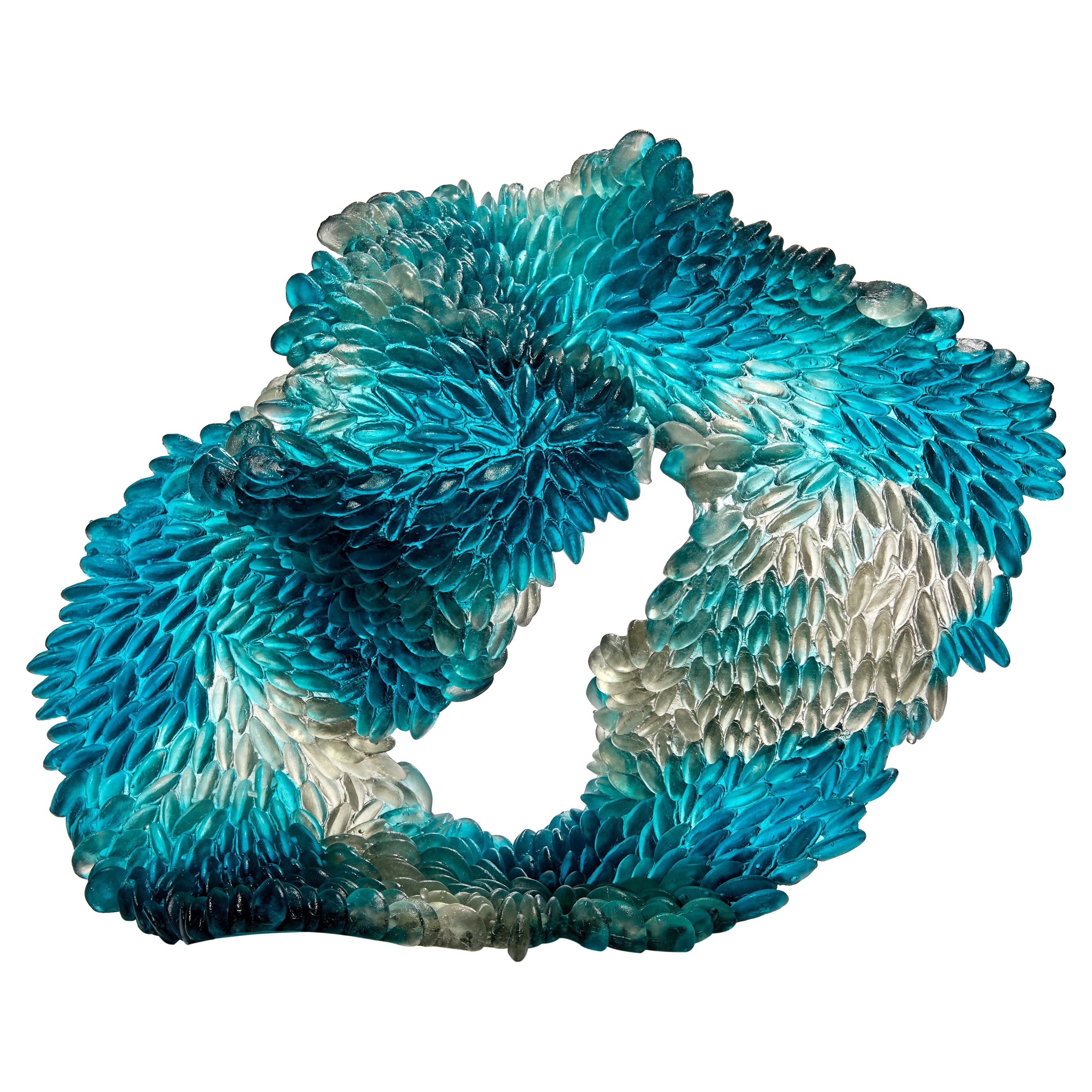  Blue Stain, Unique Glass Sculpture in Teal Blue & Grey by Nina Casson McGarva