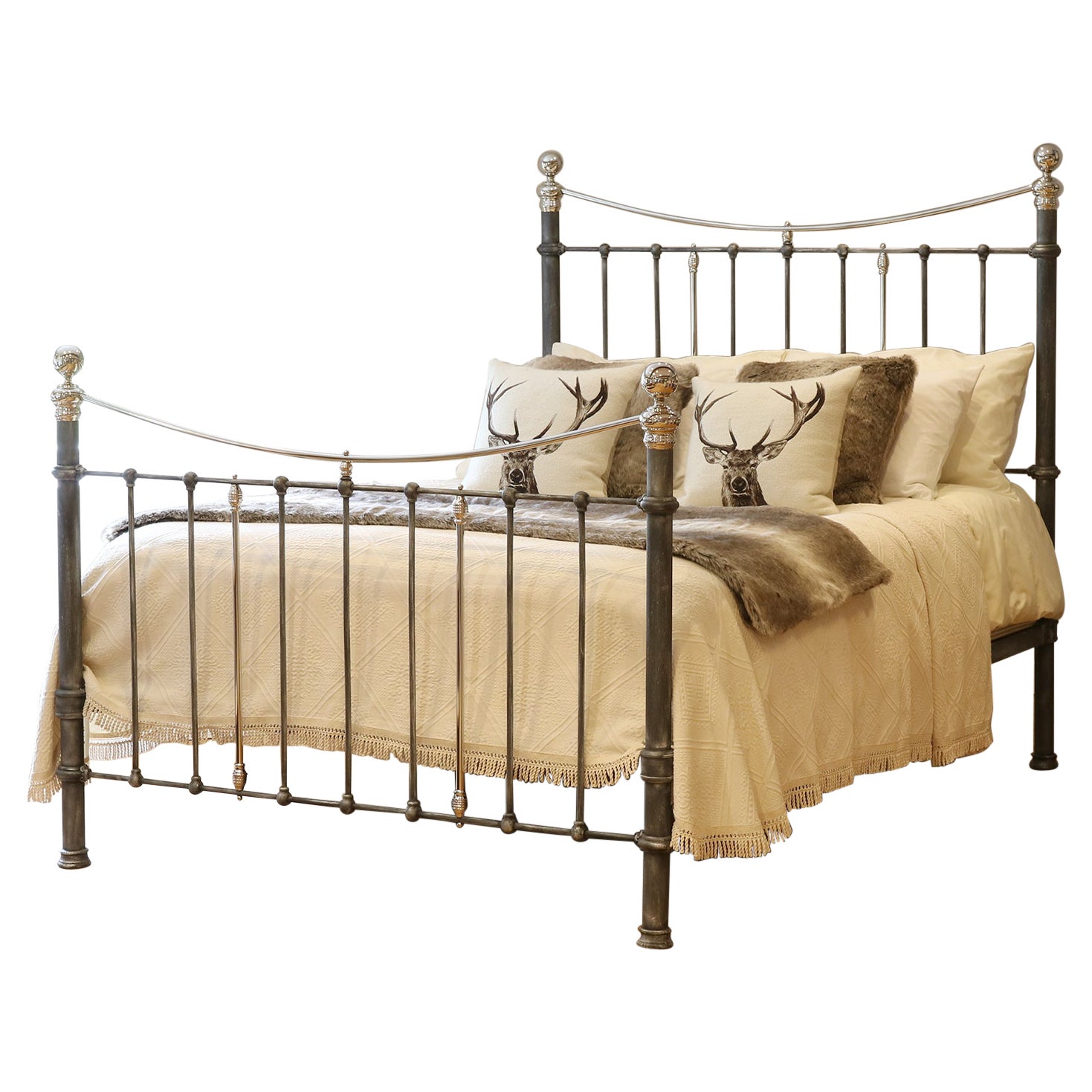Charcoal Victorian Bed with Nickel Plating MK241