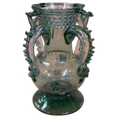 1950s Spanish Mallorcan Blown Crystal Vase Jug