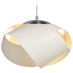 PETAL a Scandinavian Design White Wood Pendant With Brushed Steel