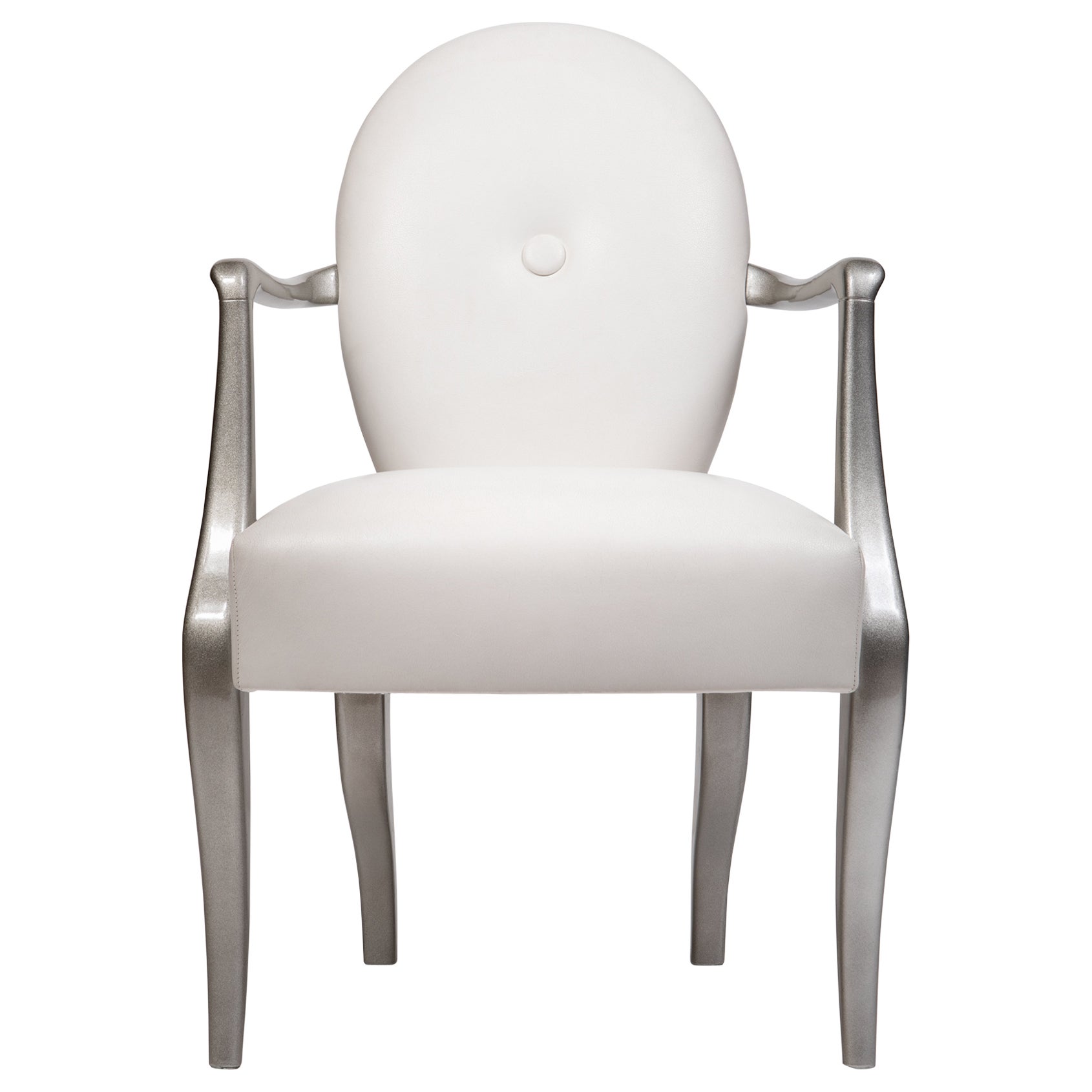 Contemporary Chair with Armrests, Wood Frame, Made in Italy