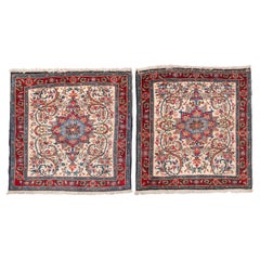 Vintage Pair of Little Square Indian Carpets or Cushions