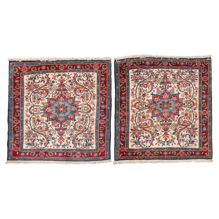 Pair of Little Square Indian Carpets For Sale at 1stDibs