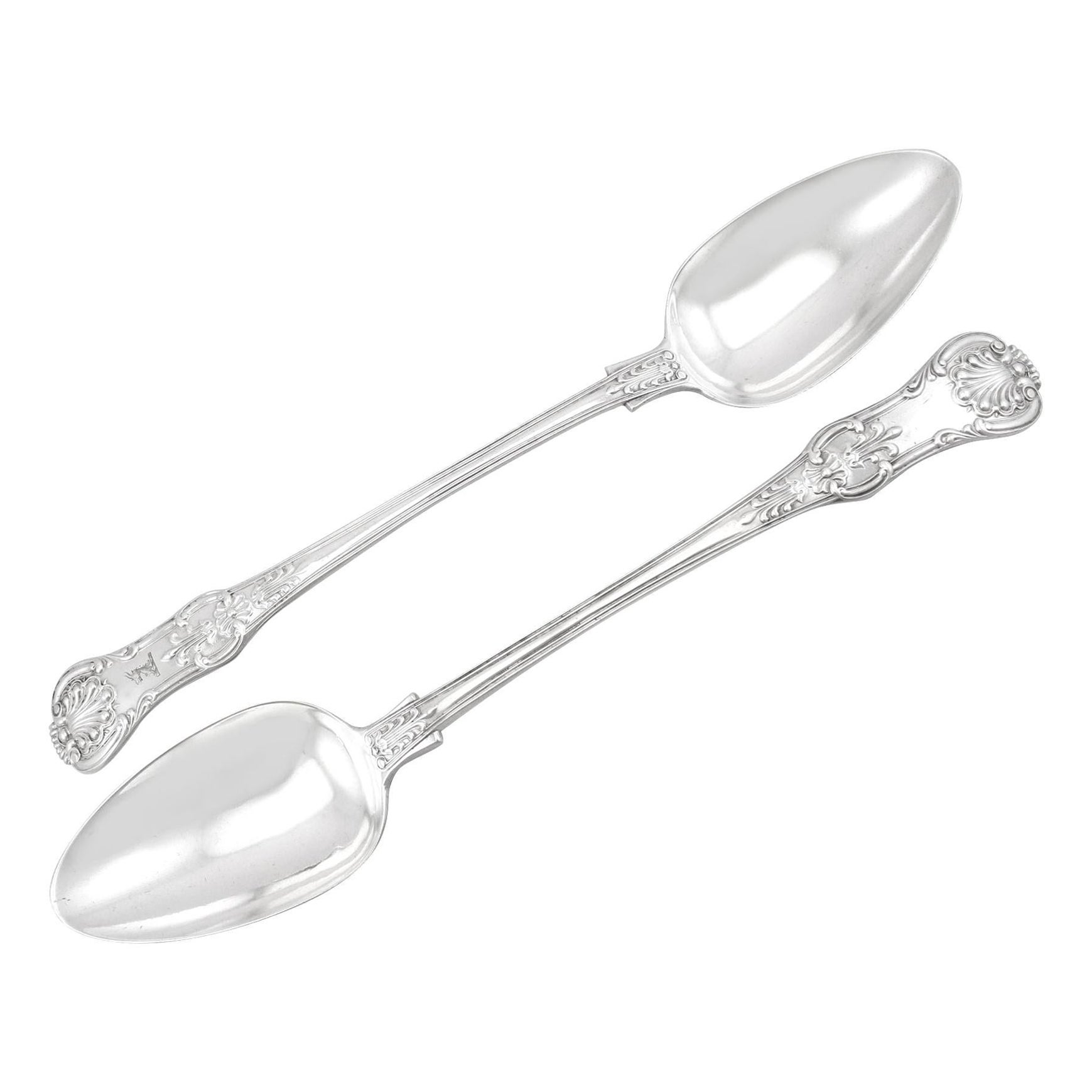 Antique Sterling Silver Queen's Pattern Gravy Spoons For Sale