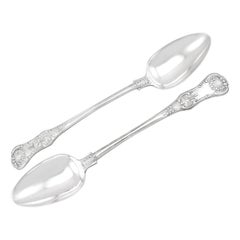 Antique Sterling Silver Queen's Pattern Gravy Spoons