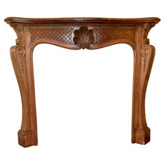 Antique French Intricately Carved Pine Mantlepiece, circa 1920-1930