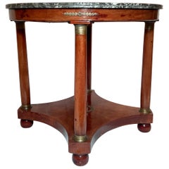 Antique French Empire Bronze Mounted Marble-Top Mahogany Center Table Circa 1880