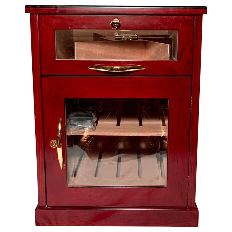 Antique 19th Century English Beveled Glass and Brass Mounted Mahogany