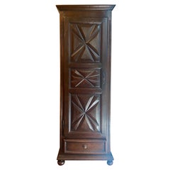 Antique French Carved Walnut "Bonnetiere" Cabinet, Circa 1880-1890
