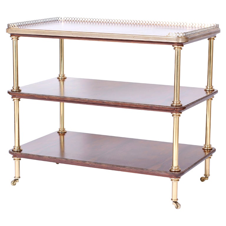 Rosewood and Brass Serving Cart, ca. 1960, Offered by FS Henemader Antiques Inc.