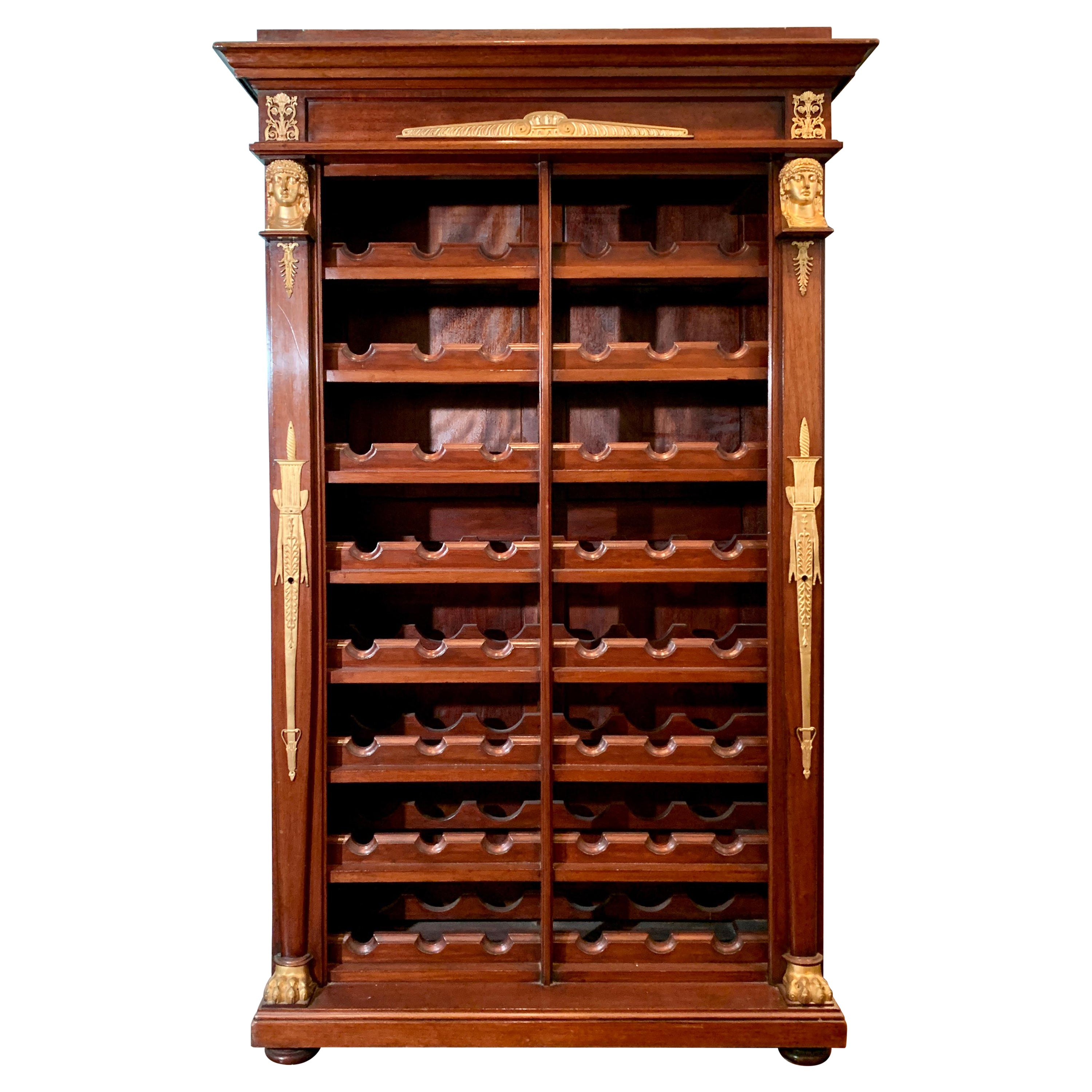 Antique French Empire "Biblioteque" Converted to Wine Cabinet, circa 1860-1870 For Sale